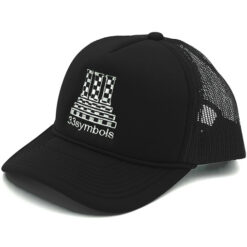 33 Symbols Checkered Pillars Trucker Hat Black and White