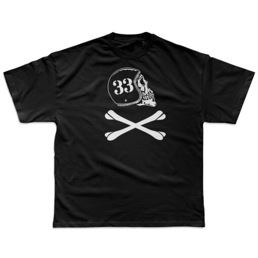 33 Symbols 33 Skull and Bones Helmet Tshirt Black