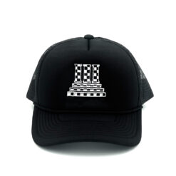 33 Symbols Checkerboard Trucker Hat Black