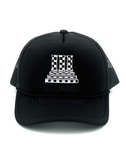 33 Symbols Checkerboard Trucker Hat Black