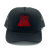 33 Symbols Checkerboard Trucker Hat Black-Red