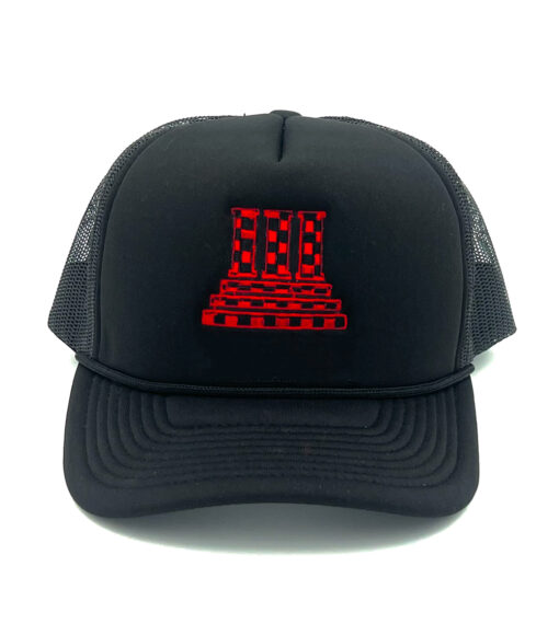 33 Symbols Checkerboard Trucker Hat Black-Red