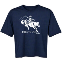 33 Symbols Born To Win Cowboy Navy Blue Crop Top Box Cut T-shirt