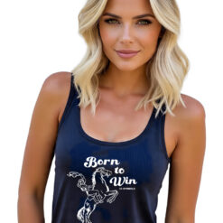 33 Symbols Born To Win Cowgirl Navy Blue Tank Top